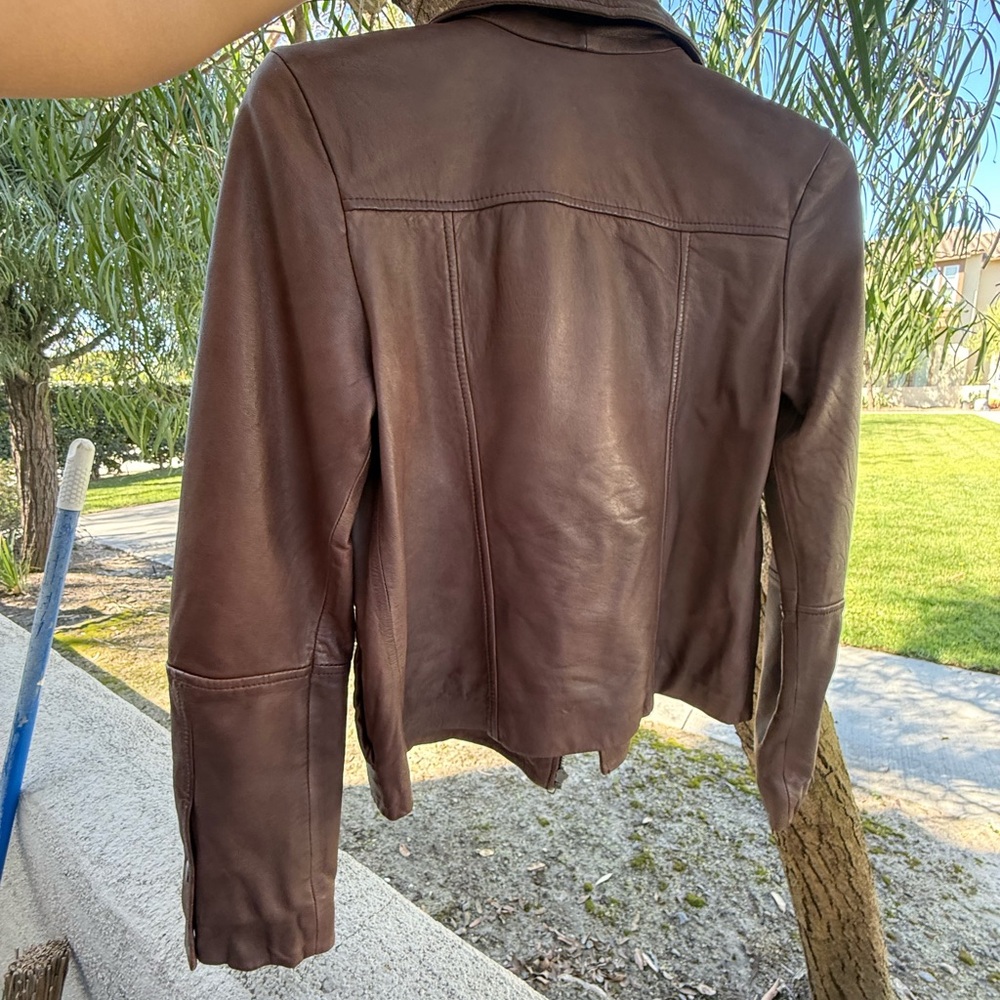 hinge Chocolate Brown Leather Jacket - image 2